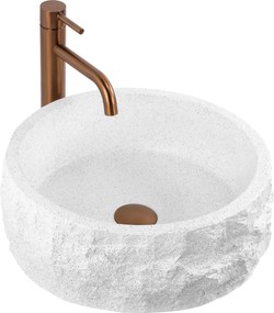 Rea Alice, umývadlo na dosku 390×390×145 mm, biela matná – imitácia kameňa, REA-U3500