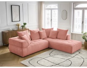 Ružová ženilková rohová pohovka (pravý roh/do L) Whesley – Bobochic Paris