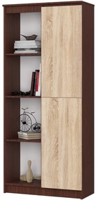 Regál Rexa 80 cm 1 skrinka a 4 police wenge/sonoma