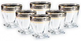BOHEMIA QUADRO ZLATO-PLATINOVÝ POHÁR NA WHISKY 340ML SADA 6 KS