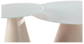 Krémovobiele okrúhle konferenčné stolíky v súprave 2 ks so sklenenou doskou ø 80 cm Vida – MOME