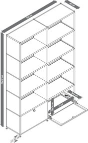 Regál »CN3« s 2 výklopnými dvierkami, biely