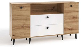 KOMODA JOLANA DUB ARTISAN / BIELA 160 cm