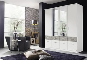 Šatníková skriňa Bremen, 181 cm, biela/šedý betón