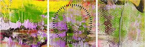 Obraz abstrakcie - maľba (s hodinami) (90x30 cm)