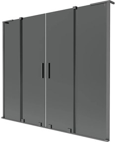 Mexen Velar L Duo, 2-krídlová posuvná vaňová zástena 200 x 150 cm, 8mm šedé sklo, grafitová, 896-200-003-42-95