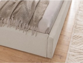 Béžová čalúnená dvojlôžková posteľ s úložným priestorom s roštom 180x200 cm Cille – Ropez