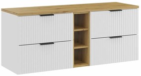 Závesná skrinka pod umývadlo Casad s doskou 140 cm biela/dub artisan