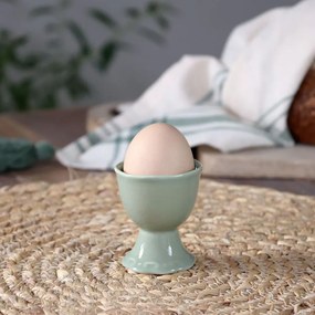 Zelený porcelánový kalíšok na vajíčko s čipkou Provence lace verte - 5*6 cm
