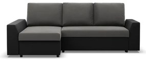 Rohová rozkladacia sedačka LUGO tmavosivá / čierna