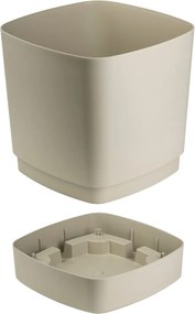 PLASTOVÝ KVETINÁČ CUBI 25X27,5 CM BÉŽOVÁ