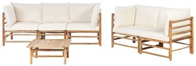 5-miestna záhradná bambusová sedacia súprava so stolíkom krémová biela CERRETO Beliani