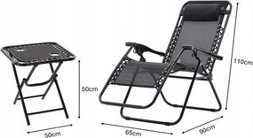 GARDEN LINE Súprava 2 záhradných stoličiek so stolom "Combo Set" v čiernej farbe LEZ7550
