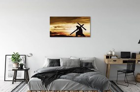 Obraz na plátne Jesus cross západ slnka 125x50 cm