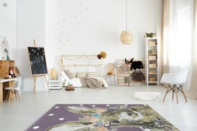 Detský koberec Lima G755A zajačik, žltý / fialový