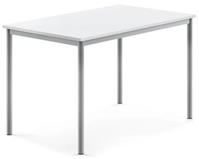 Stôl SONITUS, 1200x800x760 mm, HPL - biela, strieborná