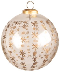 Transparentná vianočná sklenená ozdoba so zlatými vločkami - Ø 12*12 cm