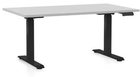Výškovo nastaviteľný stôl OfficeTech C, 140 x 80 cm, čierna podnož, svetlo sivá