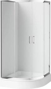 Deante Funkia, štvrťkruhový sprchový kút s posuvnými dverami 90x90 cm, výška 185cm, 5mm číre sklo, chrómový profil, KYP_051K