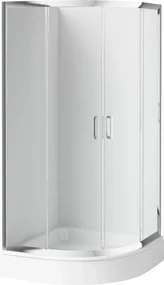 Deante Funkia, štvrťkruhový sprchový kút s posuvnými dverami 90x90 cm, výška 185cm, 5mm číre sklo, chrómový profil, KYP_051K