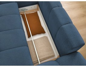 Tmavomodrá ženilková rozkladacia/s úložným priestorom rohová pohovka (ľavý roh/s leňoškou) Everest – Bobochic Paris