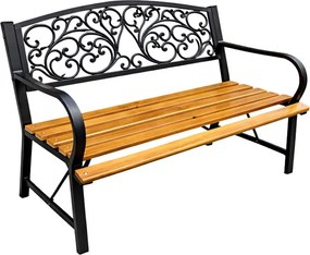 Lean Záhradná drevená lavička s kovovým rámom – 2 miestna
