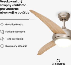 Klarstein El Paso stropný ventilátor so svetlom | 132 cm | 35 W | Tichá prevádzka | Drevo