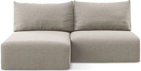 Taupe zamatová rozkladacia/s úložným priestorom rohová pohovka (ľavý roh/s leňoškou) Kalena – Makamii