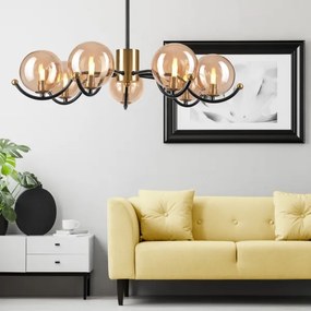 Luster na tyči GEORGIA 7xE14/5W/230V zlatá/dymová béžová