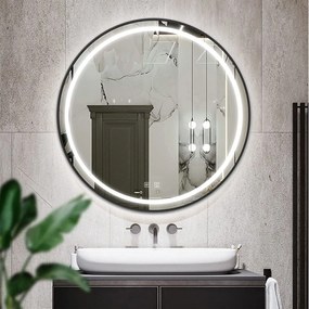 Tutumi Rea, LED zrkadlo 70cm s čiernym rámom MMJ P11396, HOM-05513
