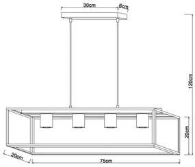 Globo 15476-4H - Luster na lanku HAGAR 4xE27/60W/230V