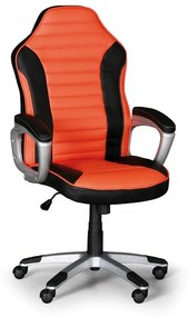 Kožené kancelárske kreslo SPORT, čierna/oranžová