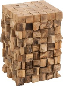 Prírodný odkladací stôl z teakových klátikov Disos - 30*30*45cm