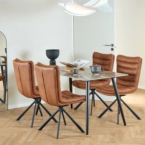 Jídelní stůl Wicklow 140 cm hnědý mramor/černý