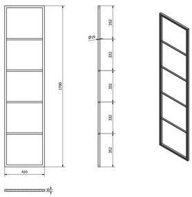SAPHO Ska551 Ska sušiak uterákov na opretie 42 x 170 x 2 cm, čierna mat