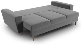 Svetlosivá zamatová rozkladacia/s úložným priestorom pohovka 235 cm Kyoto – Cosmopolitan Design
