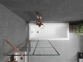 Mexen Next, 1-krídlová vaňová zástena 80 x 150 cm, 6mm číre sklo - čierny vzor, medená matná, 895-080-000-00-70-77