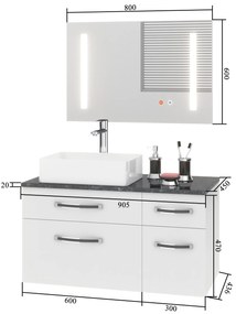 Kúpeľňový nábytok EUP P 90P/0/W/B/0/BK/MB