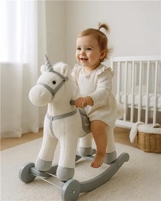 Hojdacia hračka s melódiou a kolieskami Unicorn Baby Mix biela