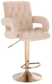 LuxuryForm DESIGN Barová stolička BOSTON VELUR na zlatom tanieri - krémová