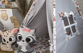 Detský stan TEEPEE (TÝPIE) ANIMALS s doplnkami - LES - šedý