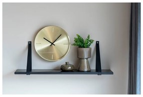 Čierna drevená polica s čiernymi koženými úchytkami House Nordic Forno, 80 x 20 cm