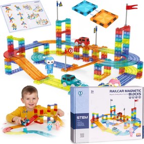 MULTISTORE Magnetická autodráha sada 154 kusov LED autíčok