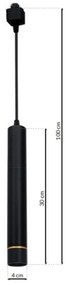 LED Luster na lanku do lištového systému TRACK PENDANT LED/3W/230V čierna