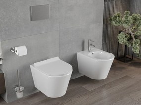 Mexen Rico závesné wc Rimless s toaletným sedátkom Slim z duroplastu, biela - 30720100