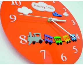 Nástenné hodiny pre deti vlak | SENTOP FL-Z97-ORANGE-2004 X0052