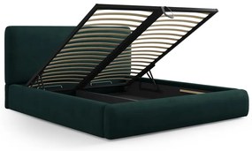 Tmavozelená čalúnená dvojlôžková posteľ s úložným priestorom s roštom 140x200 cm Colonel – Cosmopolitan Design