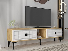 TV stolík/skrinka Yutta 2 (dub + biela). Akcia -18%. Vlastná spoľahlivá doprava až k Vám domov. 1144968