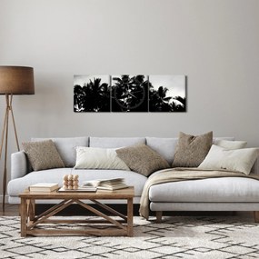 Obraz čiernobiely - palmy (s hodinami) (90x30 cm)
