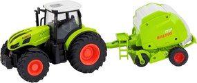 LEAN Toys Poľnohospodársky traktor s diaľkovým ovládaním RC s lisom na balíky 1:24